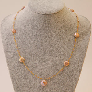 Coin Shape Baroque Pearl Necklace