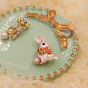 Rabbit Cultured Pearl Brooch