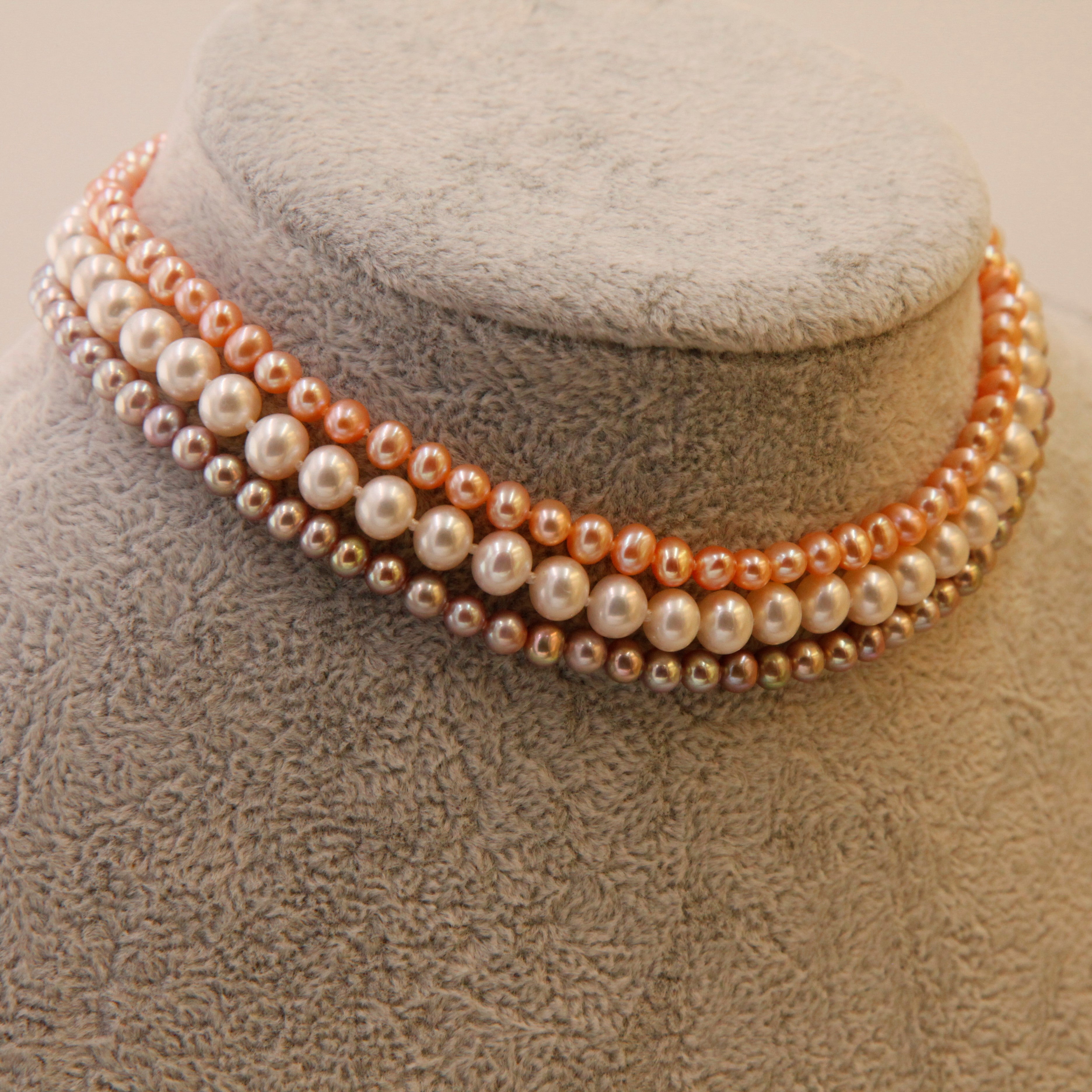 Collar clásico de perla y conjunto de pulsera- blanco