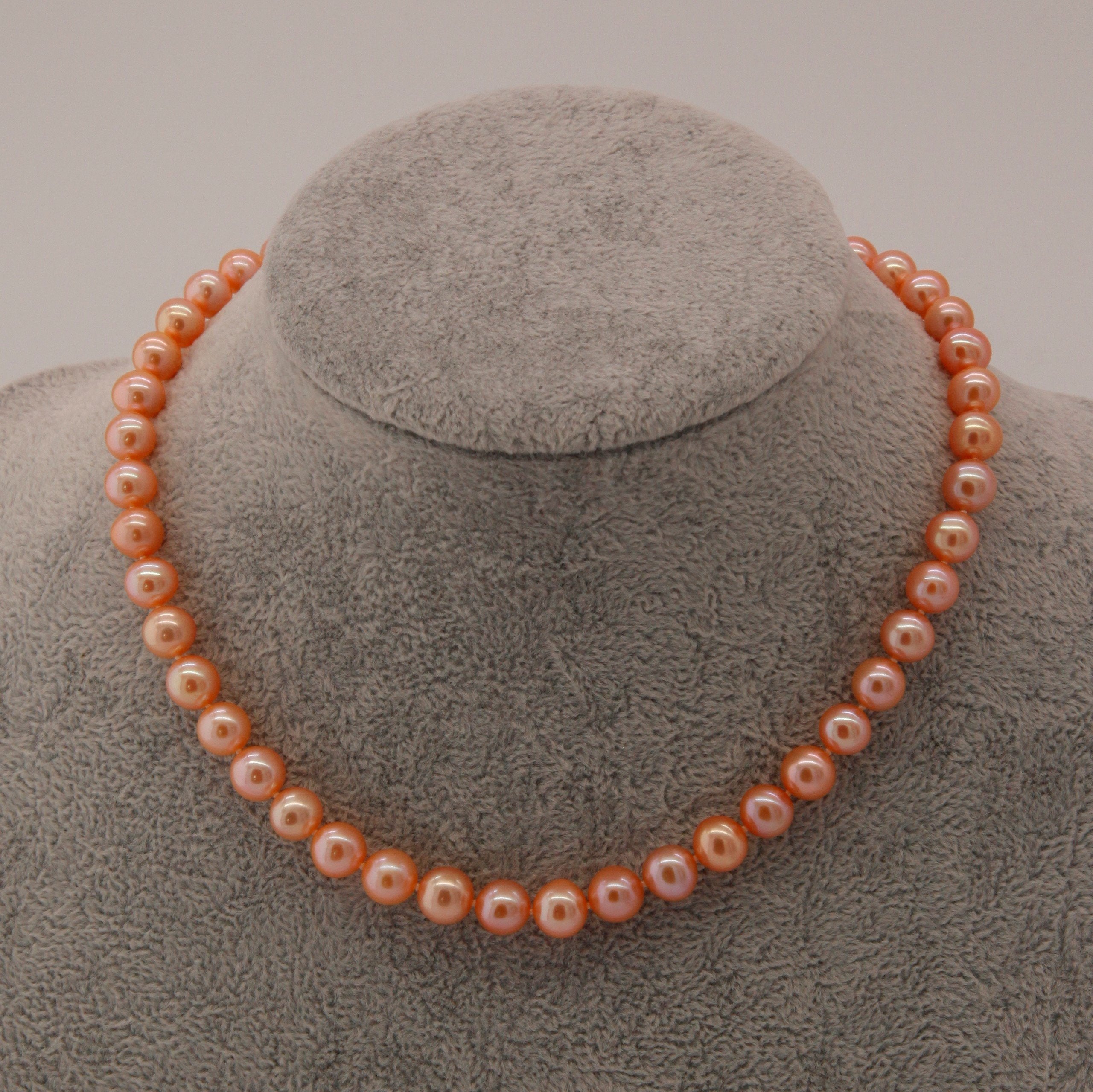 Classic Pearl Necklace and Bracelet Set- Golden Orange