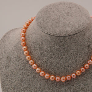 Classic Pearl Necklace and Bracelet Set- Golden Orange