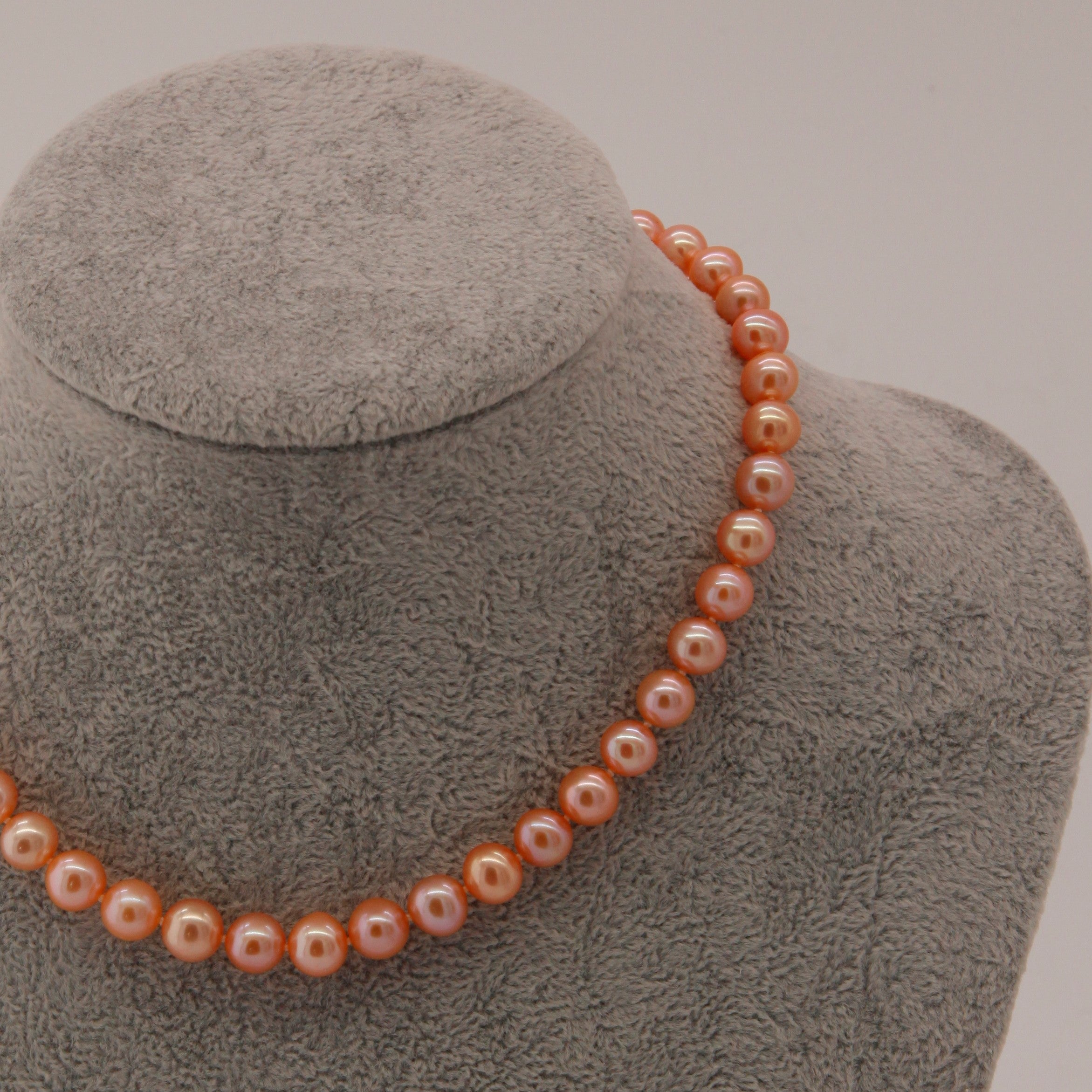 Classic Pearl Necklace and Bracelet Set- Golden Orange