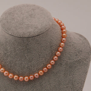 Classic Pearl Necklace and Bracelet Set- Golden Orange