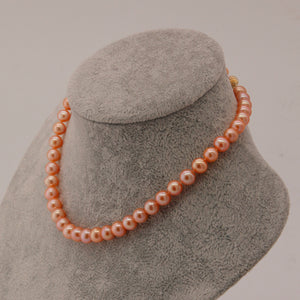 Classic Pearl Necklace and Bracelet Set- Golden Orange