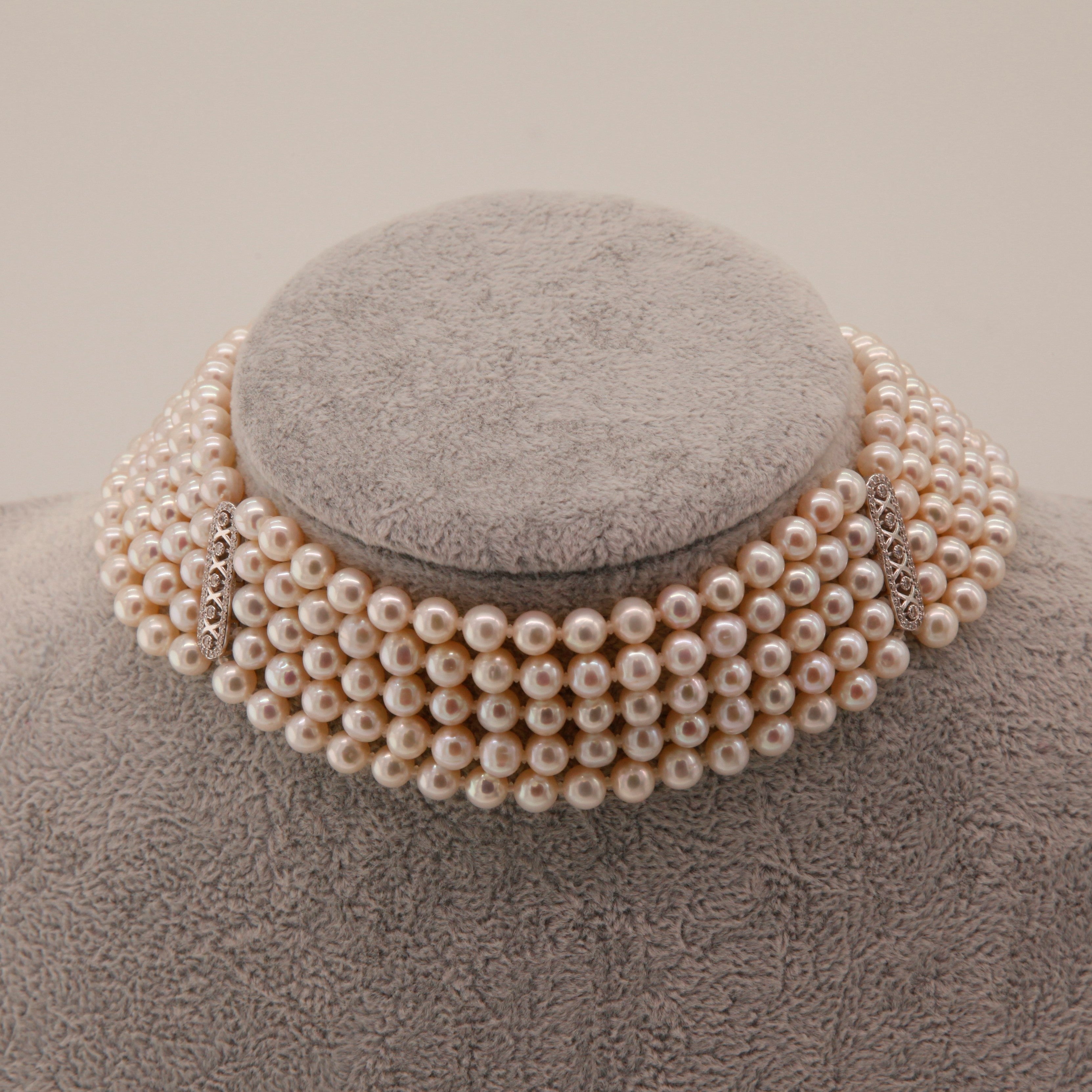 Multi Strand Pearl Choker Necklace