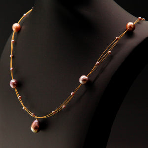 Rose Golden Baroque Pearl Necklace