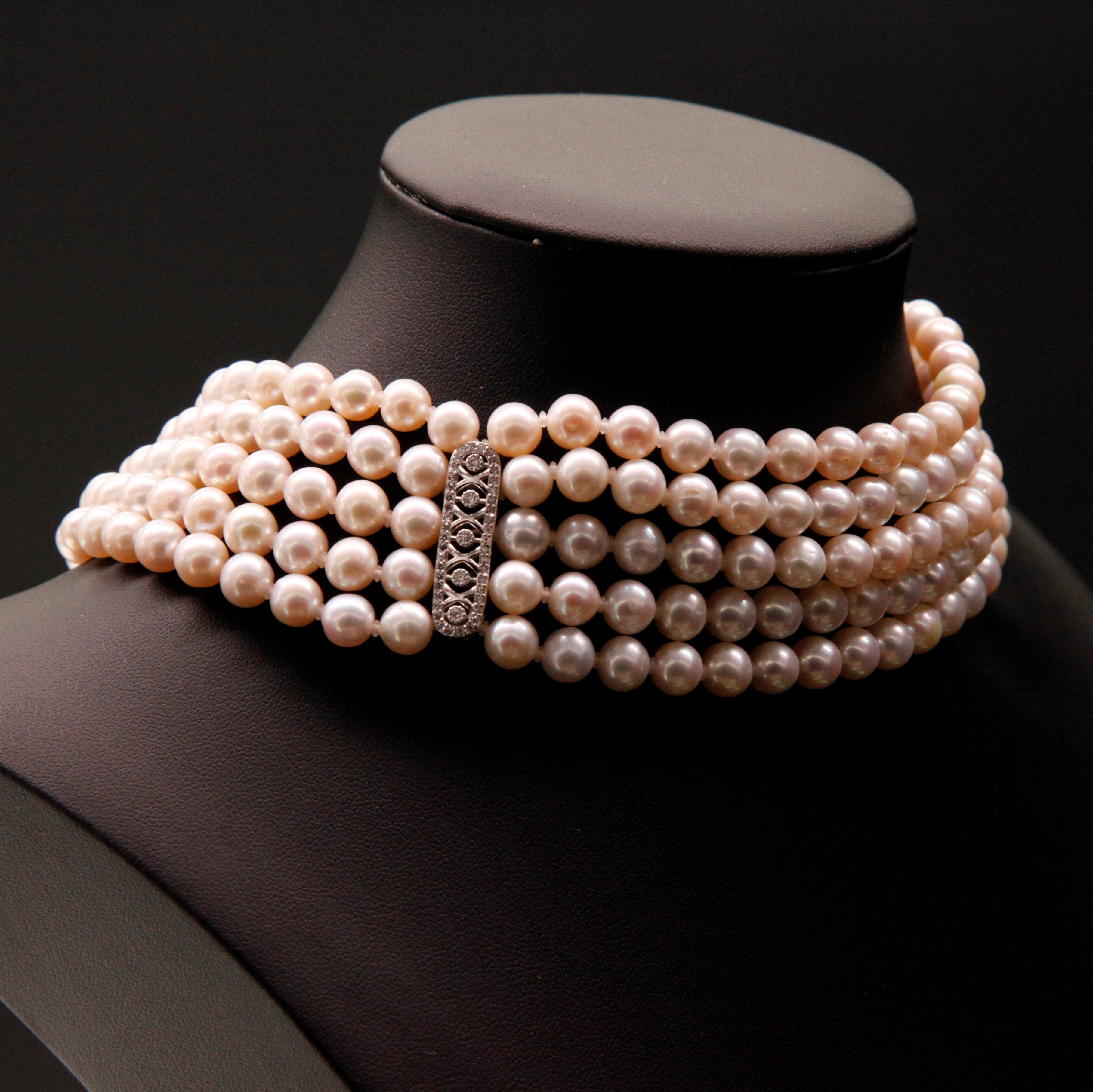 Five-Strand Choker Pearl Necklace