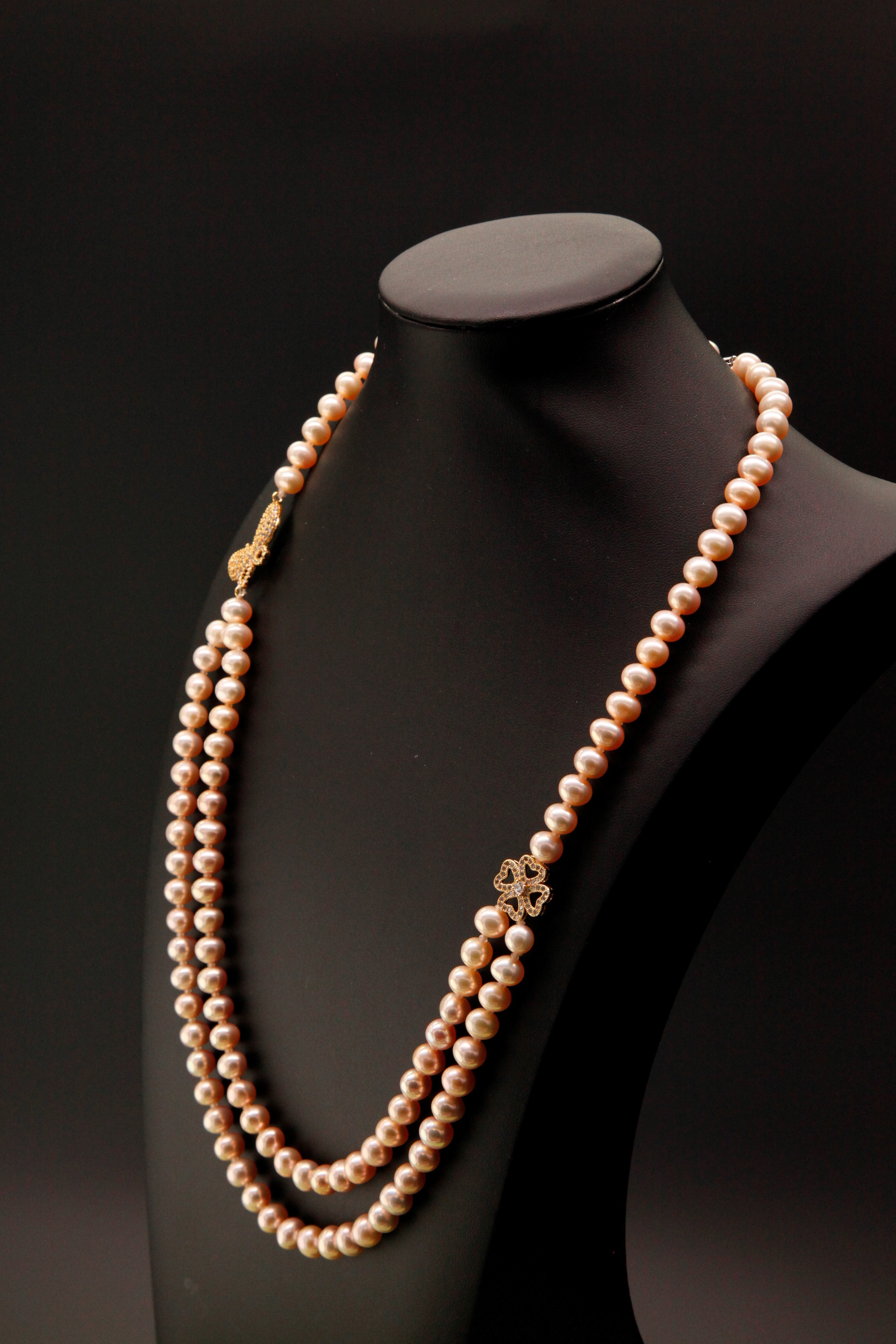 Butterfly and Four Leaf Clove Cultured Pearl Necklace