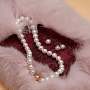 Collar clásico de perla y conjunto de pulsera- púrpura