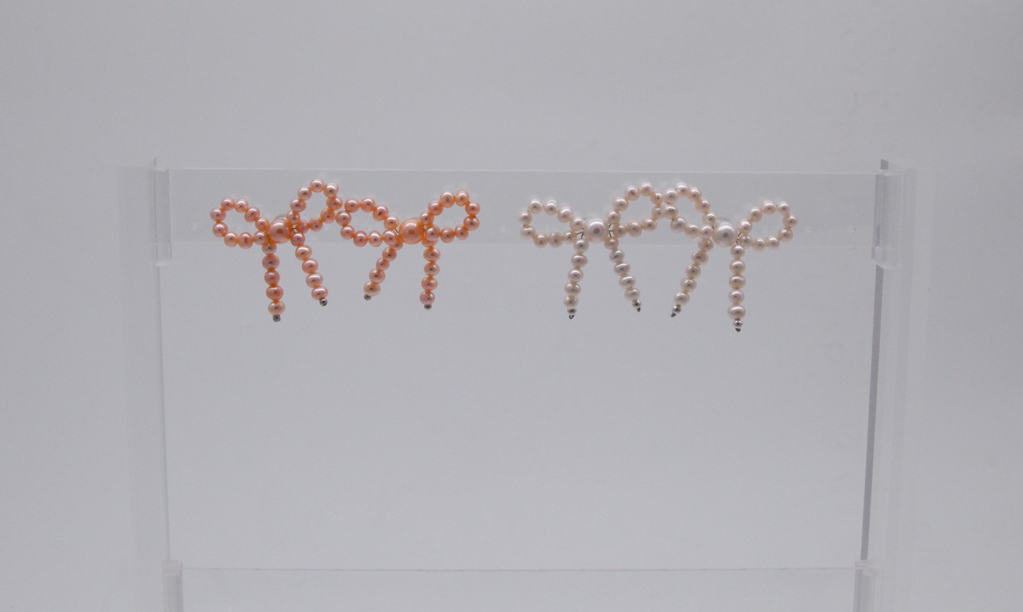 Candy Bowknot Pearl Choker- Earrings Set