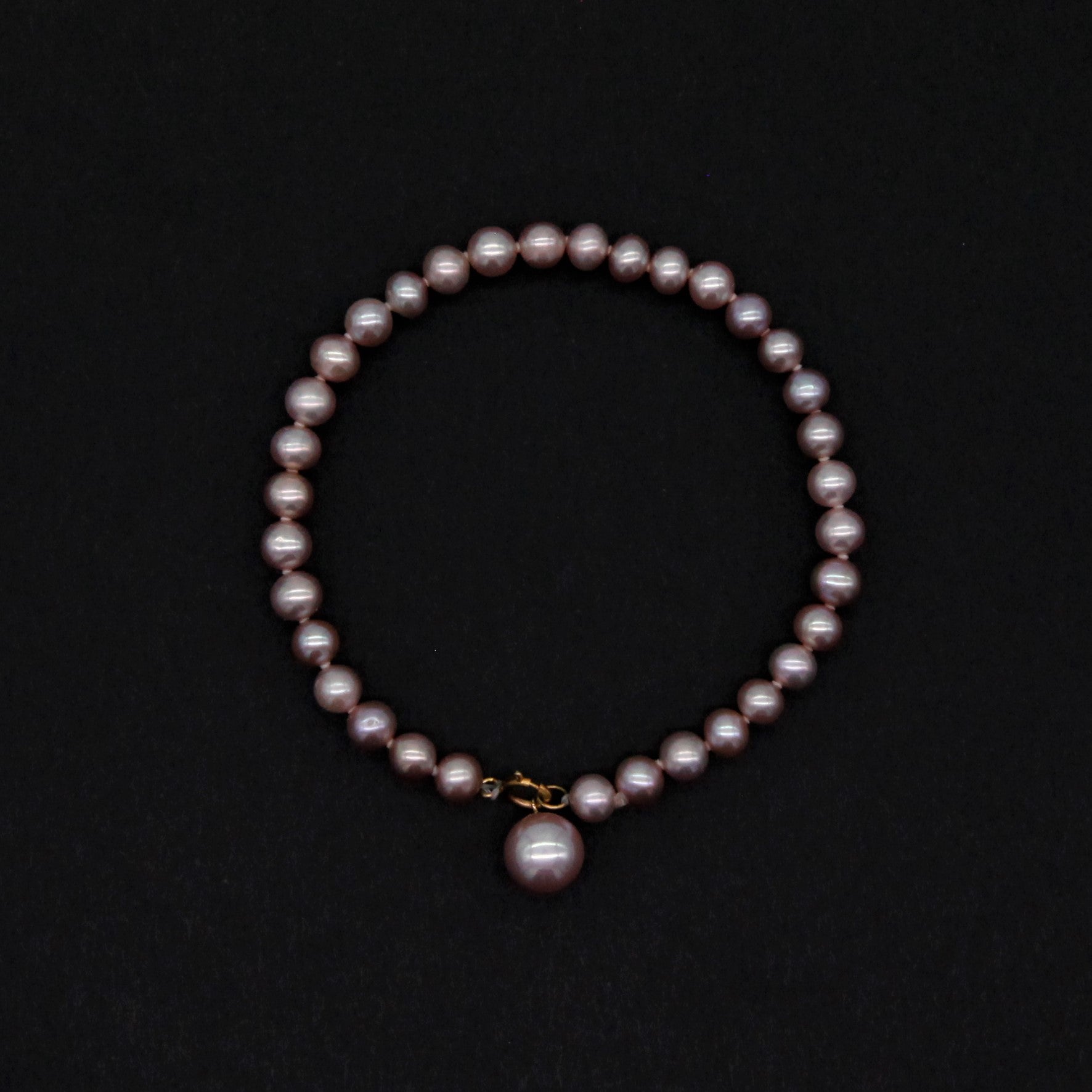 Classic Pearl Necklace & Bracelet Set- Purple