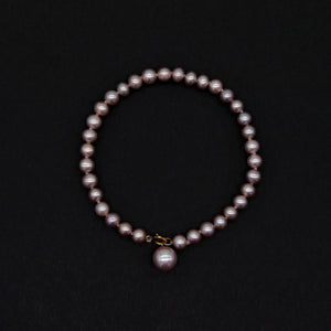 Classic Pearl Necklace & Bracelet Set- Purple