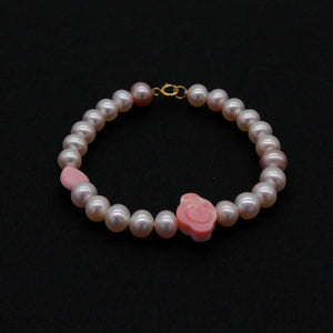 Pearl and Queen Conch Shell Charms Bracelet