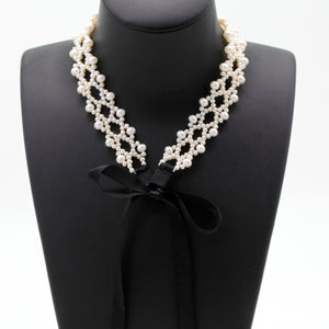 Pearl Choker or Hair Set with Ribbons