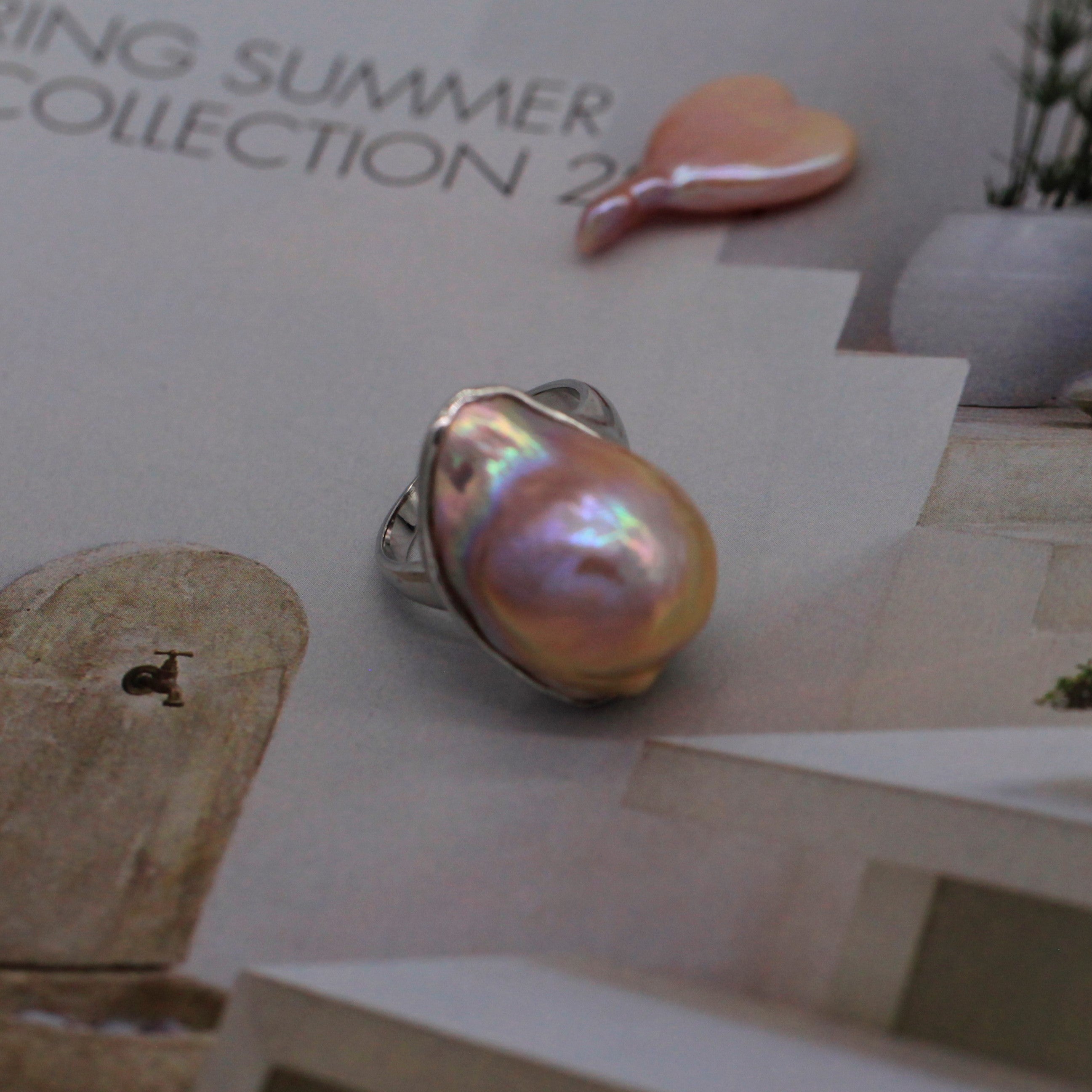 Rainbow Baroque Pearl Ring