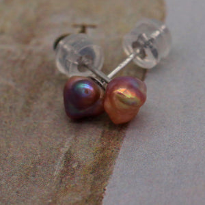 Rainbow Keshi Stud Earrings