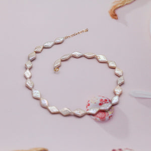 Rhombus Baroque Pearl Choker and Bracelet Set