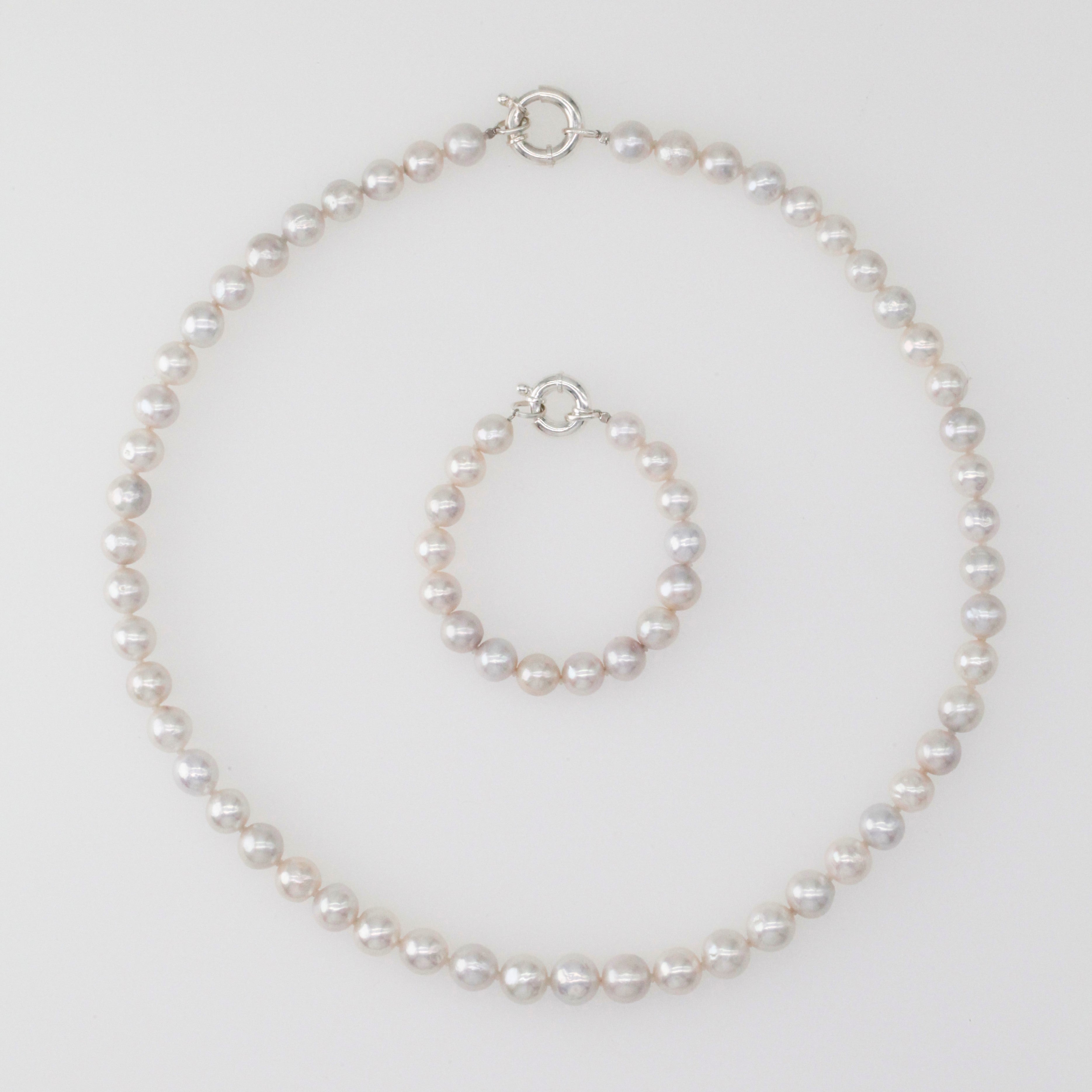 Long Edison Pearl Necklace & Bracelet Set