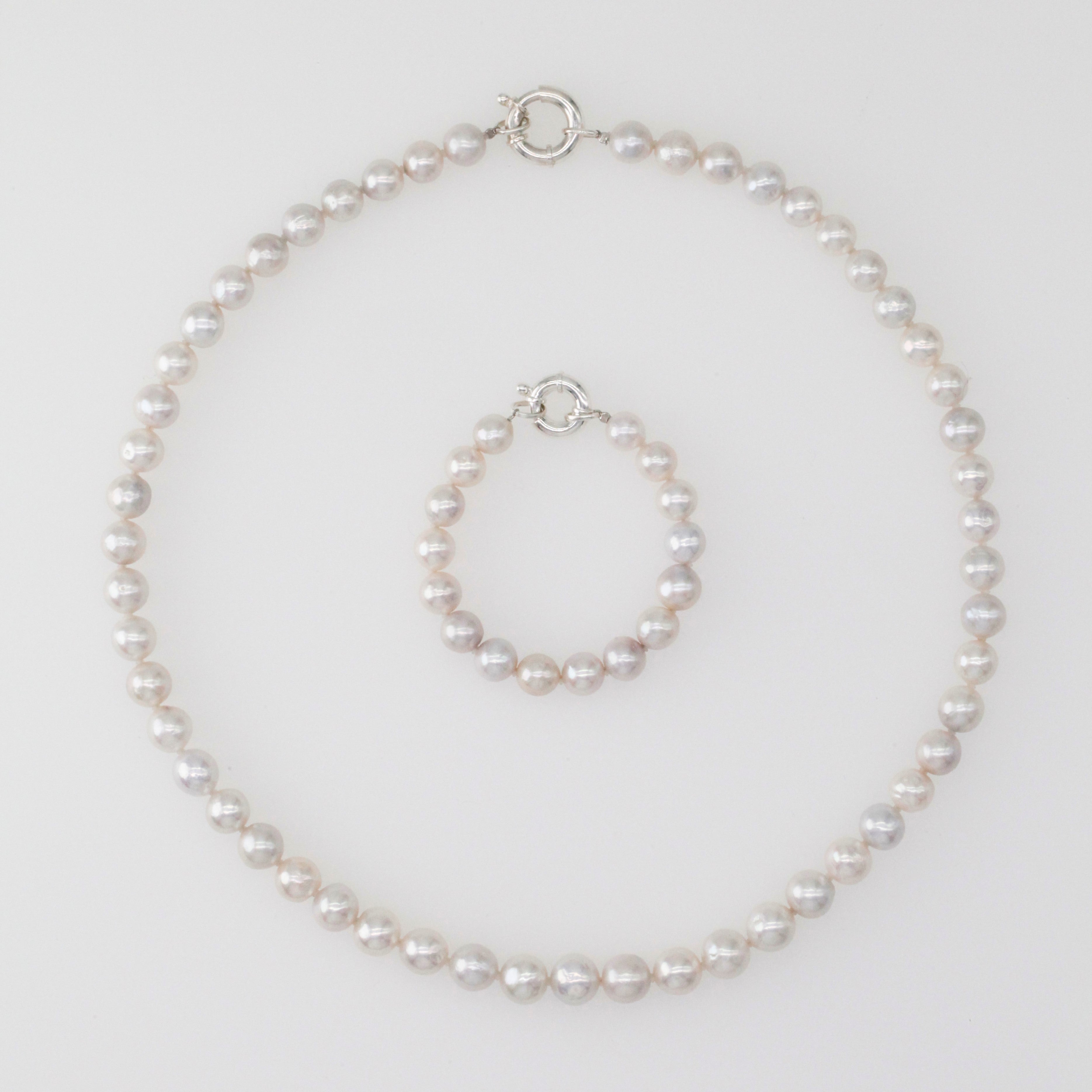 Collar clásico de perla y conjunto de pulsera- púrpura