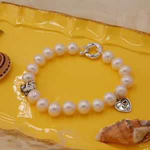 Pearl Bracelet with 925 Sterling Silver Charms