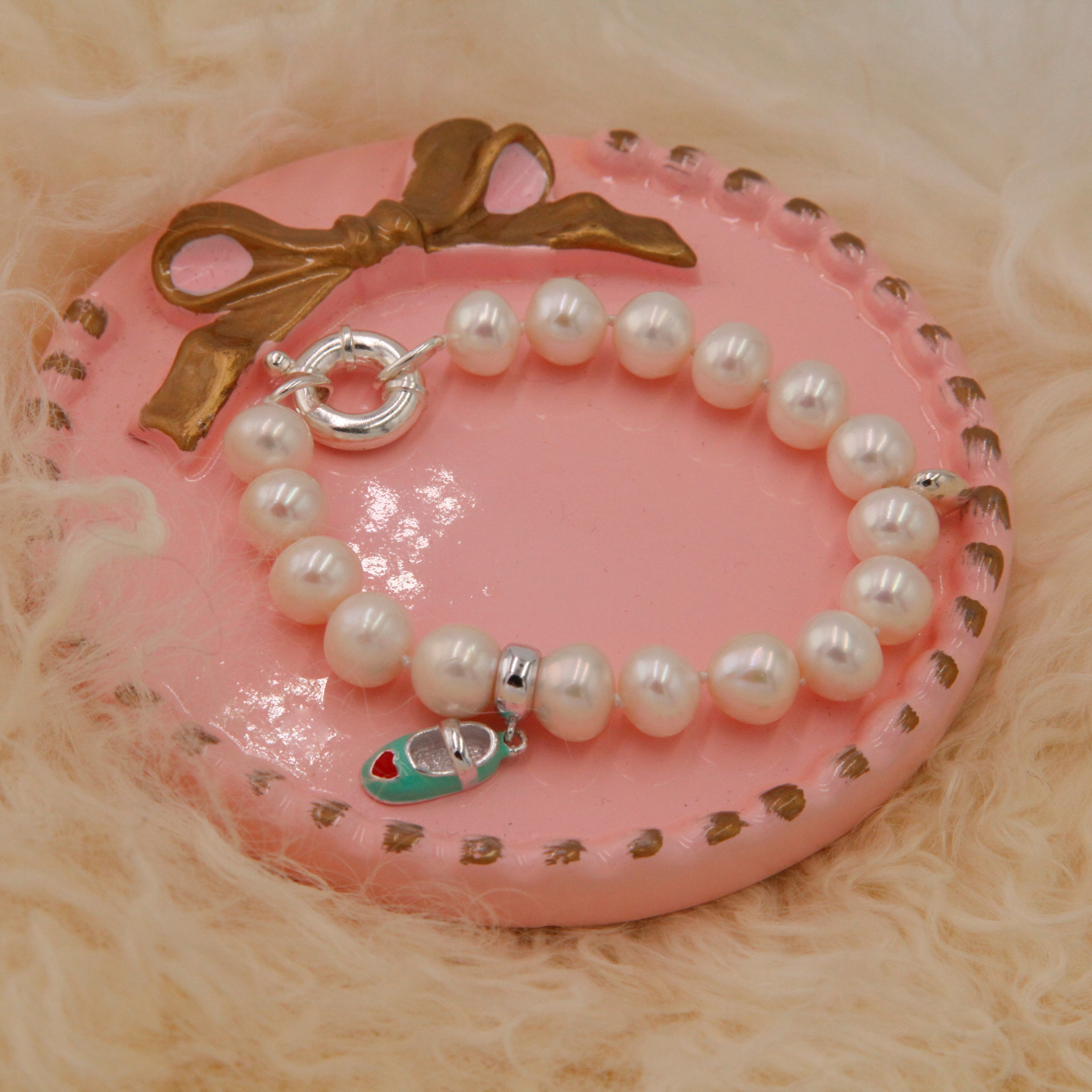 Pearl Bracelet with 925 Sterling Silver Charms