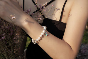 Pearl Bracelet with 925 Sterling Silver Charms