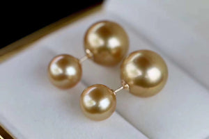 Golden Double Pearl Earrings