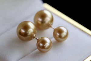Golden Double Pearl Earrings