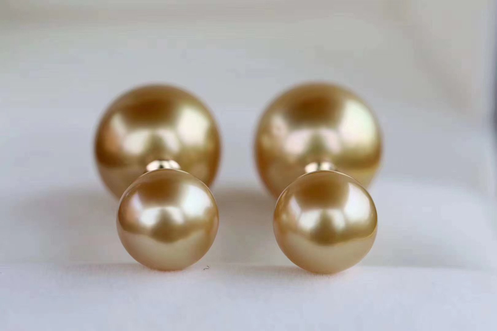 Golden Double Pearl Earrings