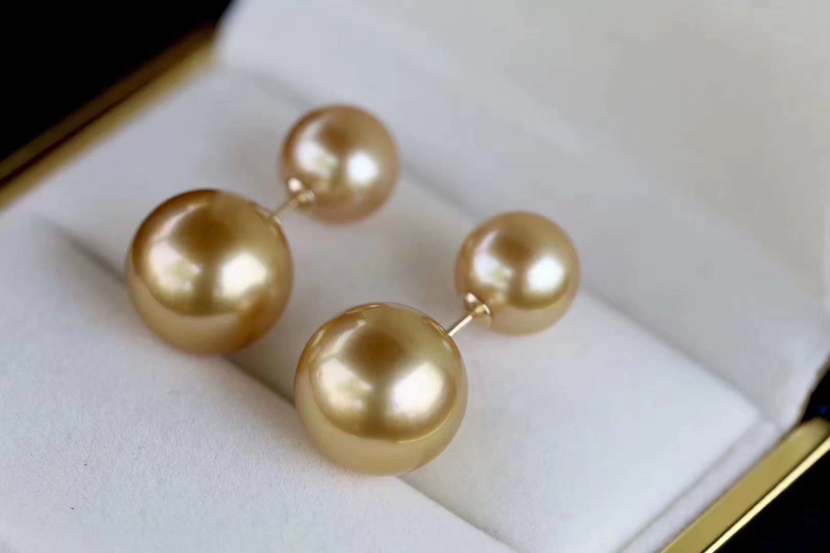 Golden Double Pearl Earrings