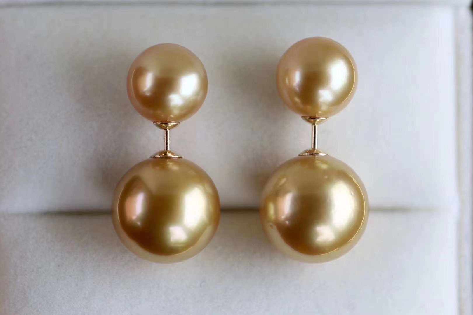 Golden Double Pearl Earrings