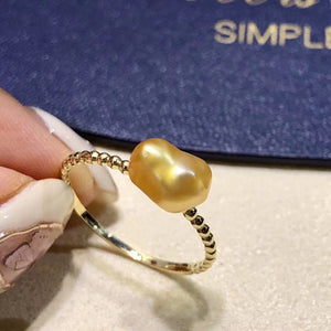 South Sea Golden Keshi Pearl Ring