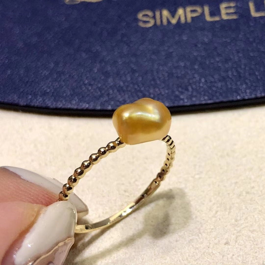 South Sea Golden Keshi Pearl Ring