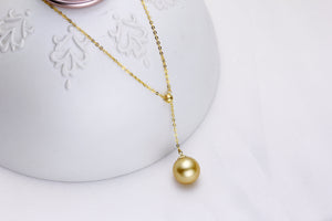 Y-Shape South Sea Golden Pearl Chain Necklace