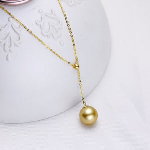 Y-Shape South Sea Golden Pearl Chain Necklace