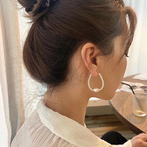 Oval Baby Pearl Hook Earrings