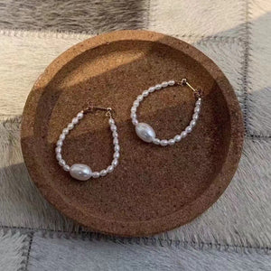 Oval Baby Pearl Hook Earrings