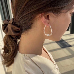 Oval Baby Pearl Hook Earrings
