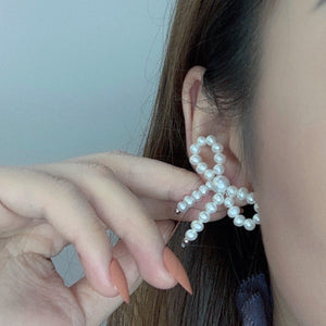 Bowknot Pearl Choker- Earrings Set