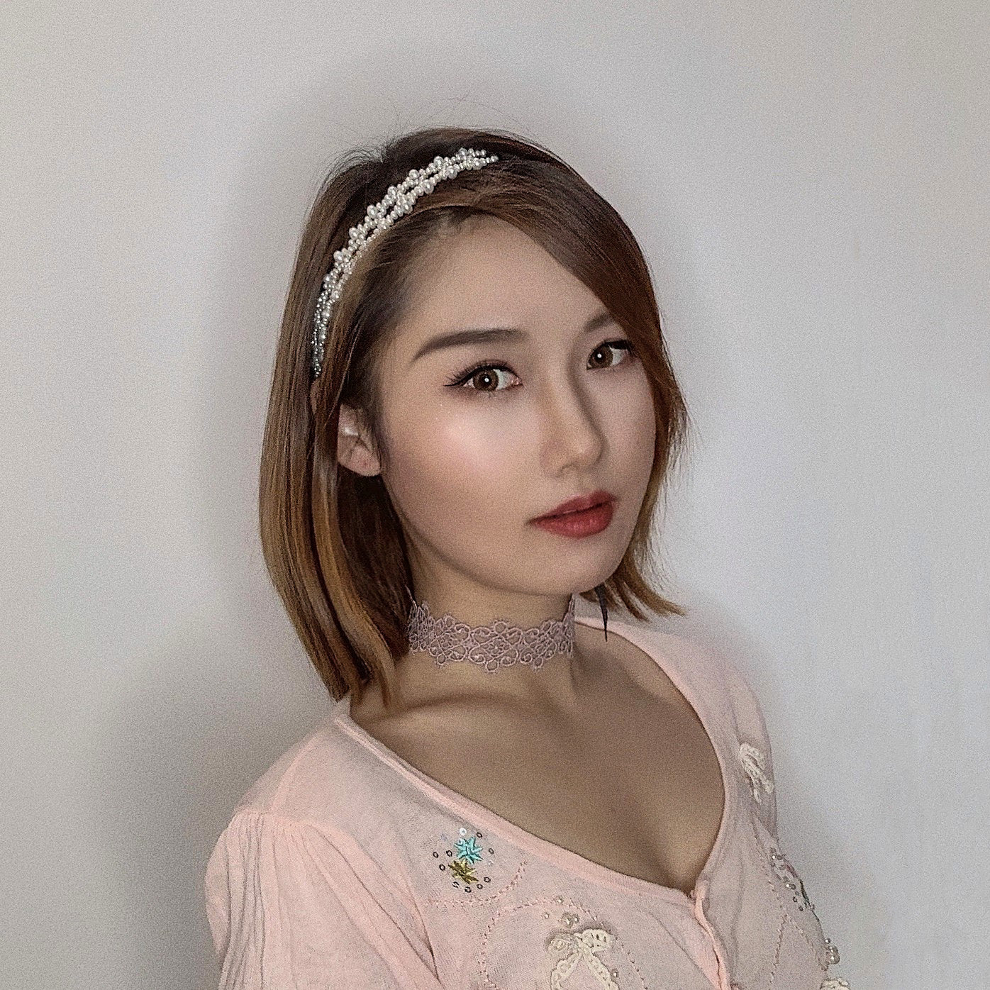 Pearl Choker or Hair Set with Ribbons