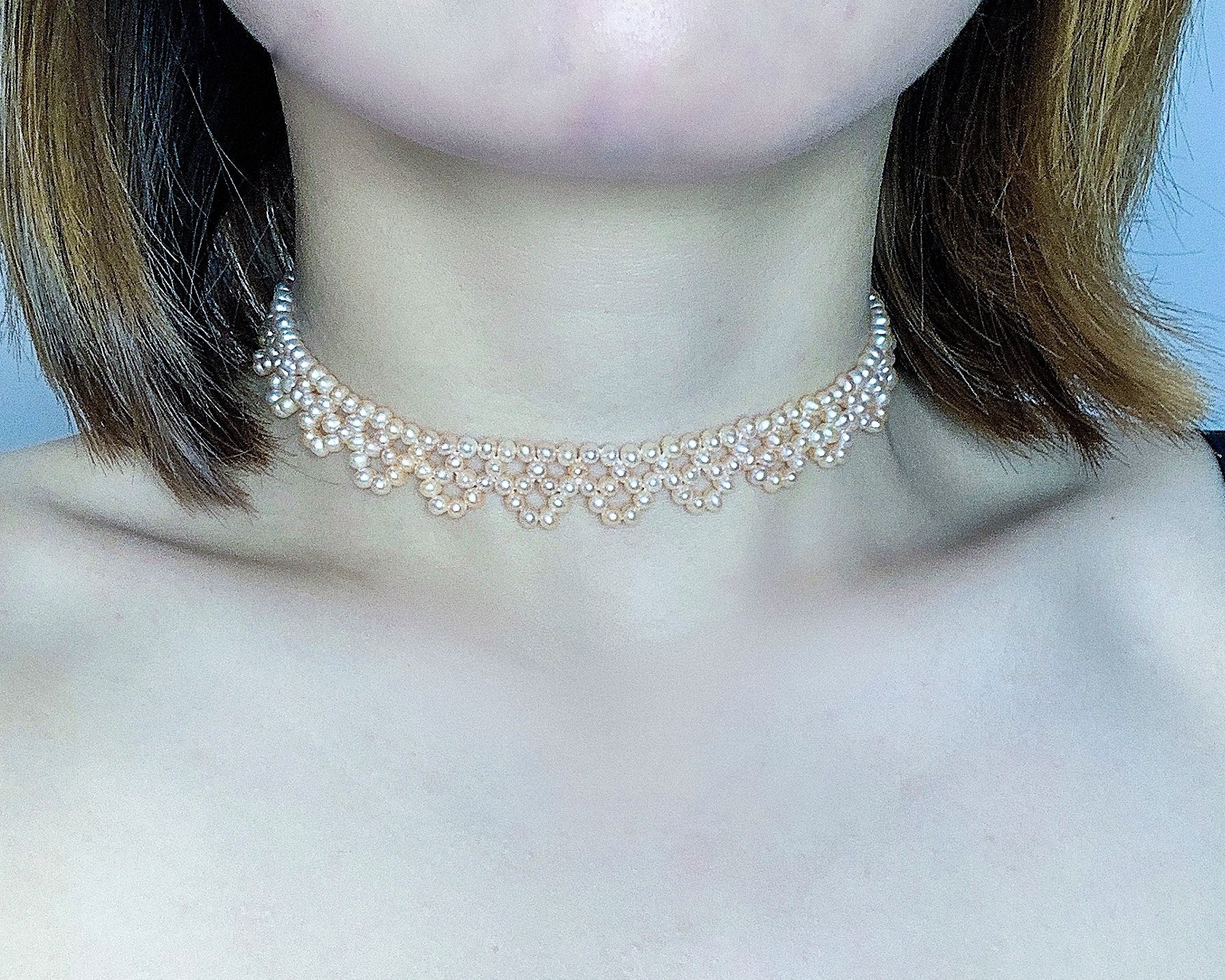 Ensemble de bracelets ras du cou en perles baroques étoiles