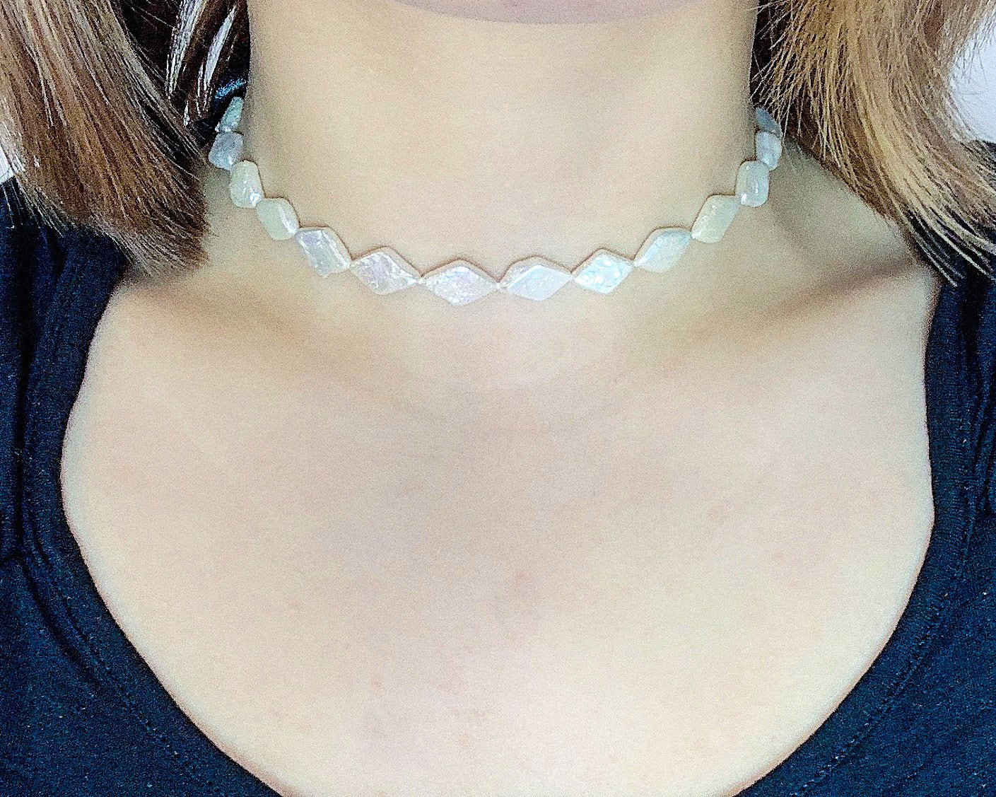 Rhombus Baroque Pearl Choker and Bracelet Set