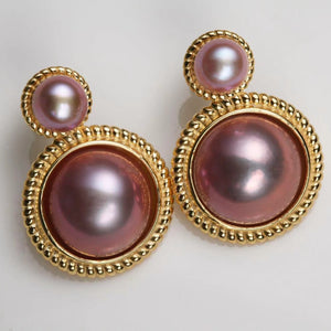 Purplish Red Mabe Earrings