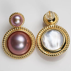 Purplish Red Mabe Earrings