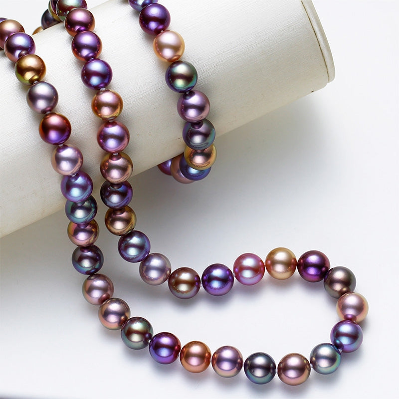 Conjunto de colar e pulseira de pérolas clássicas - roxo