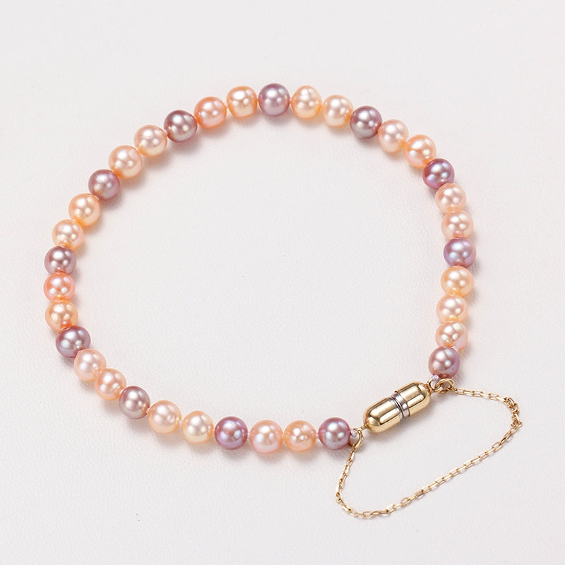 S115 Braided Hand Strap Cultured Freshwater Baroque Pearl (3.5-4mm) . Ensemble de bracelets Stretch