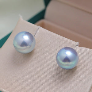 Blue Akoya Stud Earrings