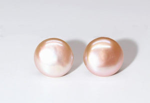 Coin Shape Baroque Pearl Stud Earrings