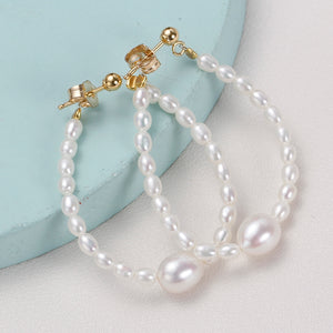 Oval Baby Pearl Hook Earrings
