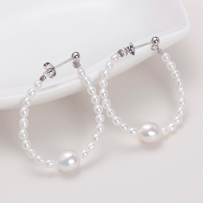 Oval Baby Pearl Hook Earrings